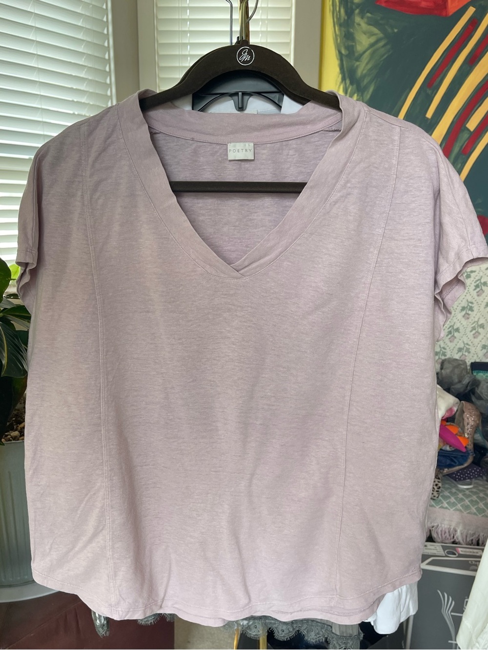 Poetry -Soft Lilac V-Neck Short Sleeve Top s/m